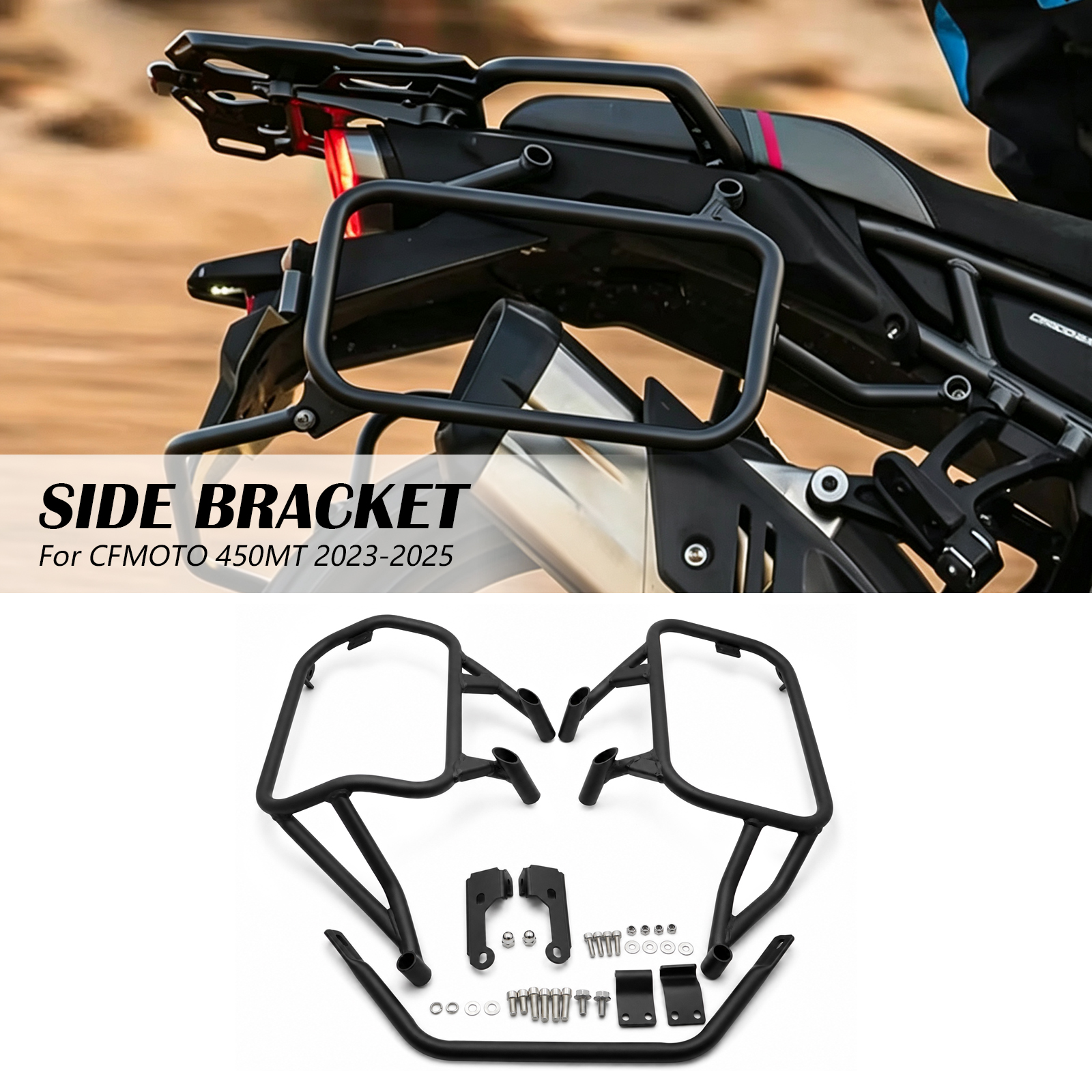 CFMOTO 450MT fitted with model-specific side racks